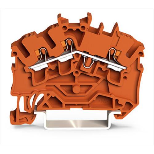 3-conductor through terminal block, with push-button, 2.5 mm&sup2;, orange