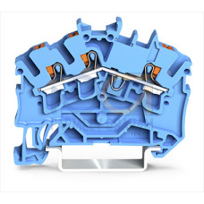 3-conductor through terminal block, with push-button, 2.5 mm&sup2;, blue