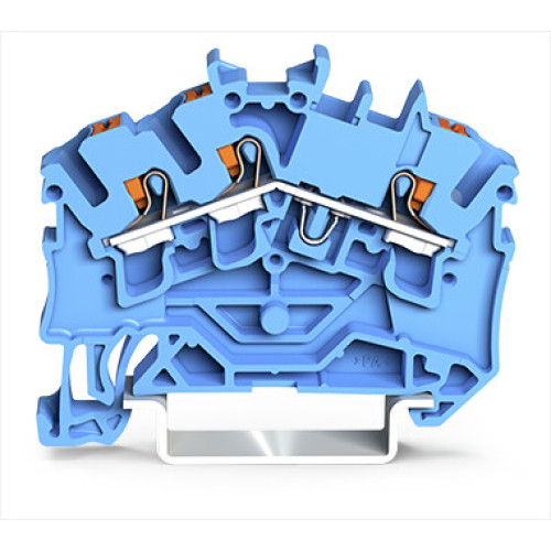 3-conductor through terminal block, with push-button, 2.5 mm&sup2;, blue