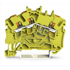 3-conductor through terminal block, with push-button, 2.5 mm&sup2;, yellow
