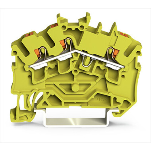 3-conductor through terminal block, with push-button, 2.5 mm&sup2;, yellow