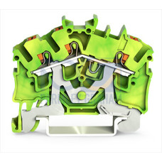 3-conductor ground terminal block, with push-button, 2.5 mm&sup2;, green-yellow