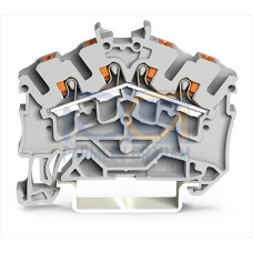 4-conductor through terminal block, with push-button, 2.5 mm&sup2;, gray