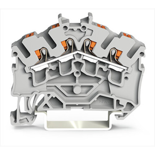 4-conductor through terminal block, with push-button, 2.5 mm&sup2;, gray