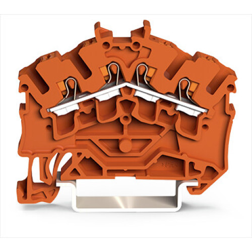 4-conductor through terminal block, with push-button, 2.5 mm&sup2;, orange