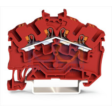 4-conductor through terminal block, with push-button, 2.5 mm&sup2;, red