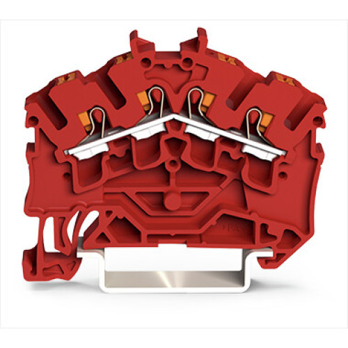4-conductor through terminal block, with push-button, 2.5 mm&sup2;, red