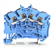4-conductor through terminal block, with push-button, 2.5 mm&sup2;, blue