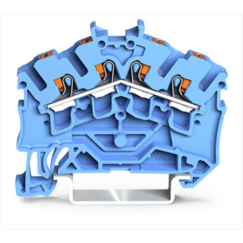4-conductor through terminal block, with push-button, 2.5 mm&sup2;, blue