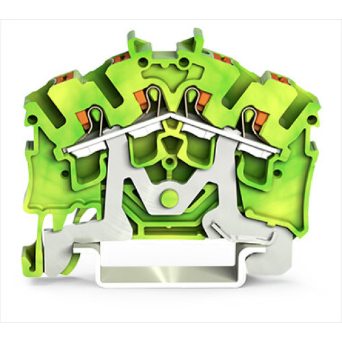 4-conductor ground terminal block, with push-button, 2.5 mm&sup2;, green-yellow