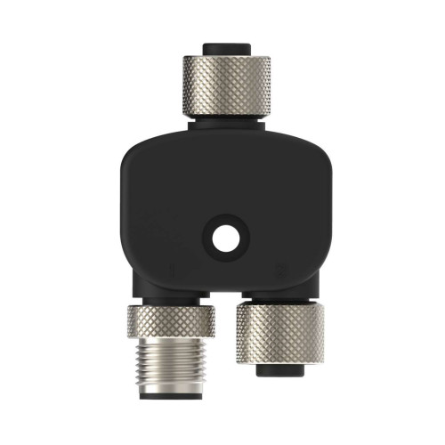 M12 QD Splitter Connector, 5-pin Female Trunk Straight, 5-pin Female Straight Branch (1), 5-pin Male Straight Branch(1), Black PUR Splitter Junction Cable