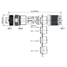 Fitted pluggable connector, 5-pole, shielded, M12 socket, straight, IDC technology