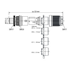 Fitted pluggable connector, 5-pole, shielded, M12 plug, straight, IDC technology
