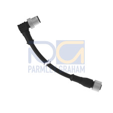 Cordset: Double Ended M12, 4-pin Straight Female, 4-pin Right-Angle Male, 3.66 m 4x22 Black PVC Jacket, Nickel-Plated Brass Coupling Nuts