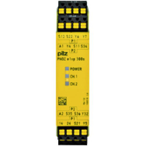 Safety relay (standalone) inputs: 1/2-channel wiring with/without detection of shorts across contacts