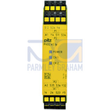 Safety relay (standalone) inputs: 2-channel wiring with/without detection of shorts across contacts