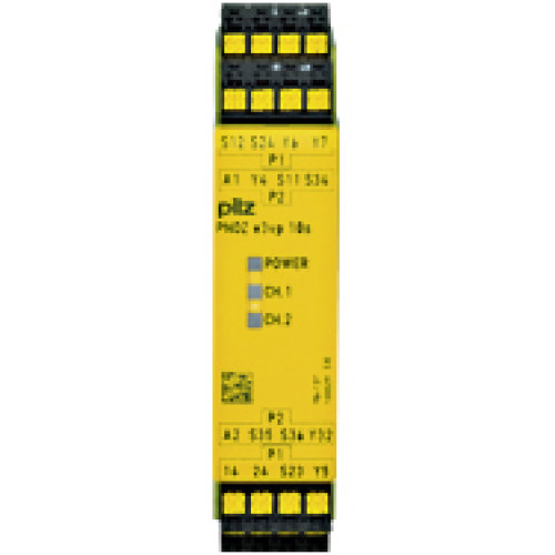 Safety relay (standalone) inputs: 2-channel wiring with/without detection of shorts across contacts