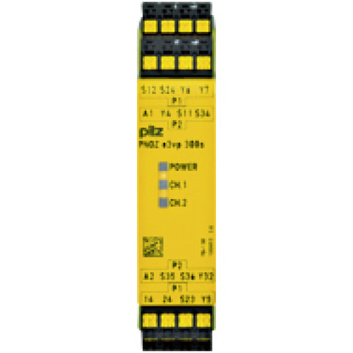 Safety relay (standalone) inputs: 2-channel wiring with/without detection of shorts across contacts