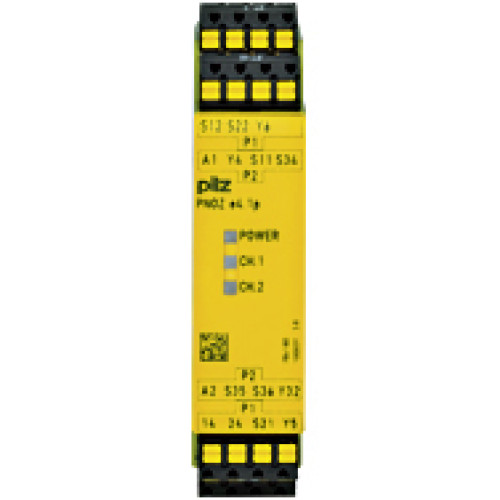 Safety relay (standalone) inputs: 2-channel wiring with detection of shorts across contacts