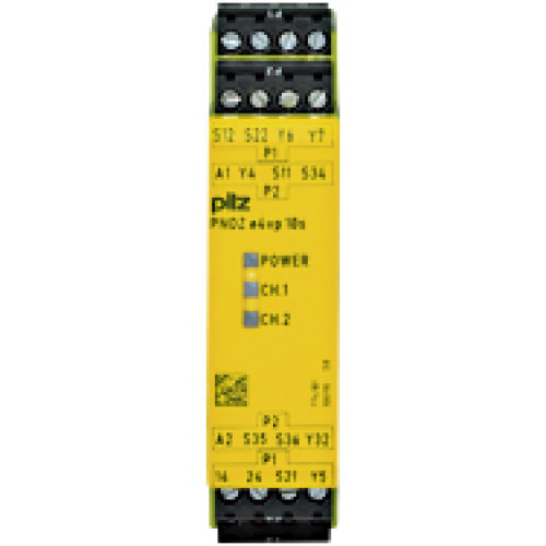 Safety relay (standalone) inputs: 2-channel wiring with detection of shorts across contacts