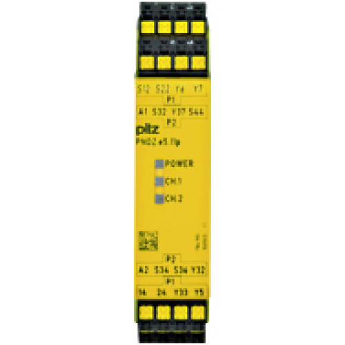 Safety relay (standalone) inputs: 1/2-channel wiring without detection of shorts across contacts