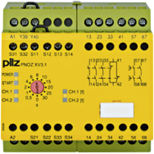 Safety relay (standalone) inputs: 1/2-channel wiring with/without detection of shorts across contacts