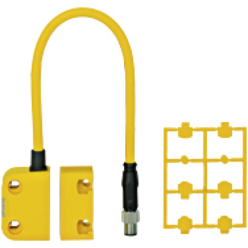 Magnetic safety switch 2 N/O, 4-pin M8 connector, square design. IP67, operating distance 10 mm, height design 18 mm PU = 1 sensor with actuator.