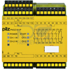 Safety relay (standalone) inputs: 1/2-channel wiring with/without detection of shorts across contacts