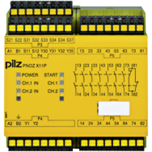 Safety relay (standalone) inputs: 1/2-channel wiring with/without detection of shorts across contacts