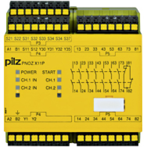 Safety relay (standalone) inputs: 1/2-channel wiring with/without detection of shorts across contacts