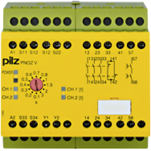 Safety relay (standalone) inputs: 1/2-channel wiring without detection of shorts across contacts