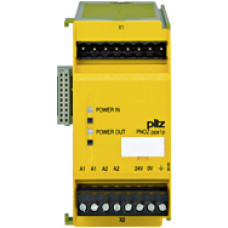 Power supply for the safety relays PNOZpower, Plug-in terminals of screw type, UB = 100 V - 240 V AC/DC.