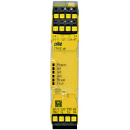 PNOZsigma safety relay (standalone) two-hand control relay inputs: Per pushbutton 1 N/O 1 N/C