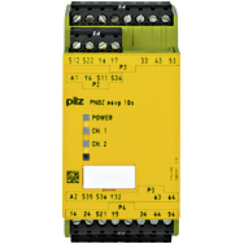 Safety relay (standalone) inputs: 1/2-channel wiring with/without detection of shorts across contacts