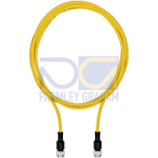 Connection cable, PUR, yellow RAL1003, shielded, 5-pin, socket straight M12, on socket straight M12, A-coded, cable length: 1m