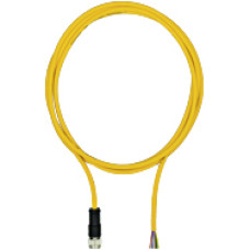 Connection cable, PUR, yellow RAL1003, shielded, 8-pin, socket straight M12, on open line end, A-coded, cable length: 3m