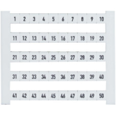 Terminal nameplates for base modules (dekafix, labelled 1-50) Delivery scope: 10 x 50 terminal designation tags packaged in a neutral carton with reference label.