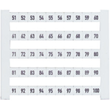 Terminal nameplates for base modules (dekafix, labelled 51-100) Delivery scope: 10 x 50 terminal designation tags packaged in a neutral carton with reference label.