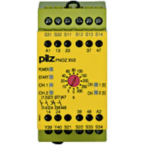 Safety relay (standalone) inputs: 1/2-channel wiring with detection of shorts across contacts