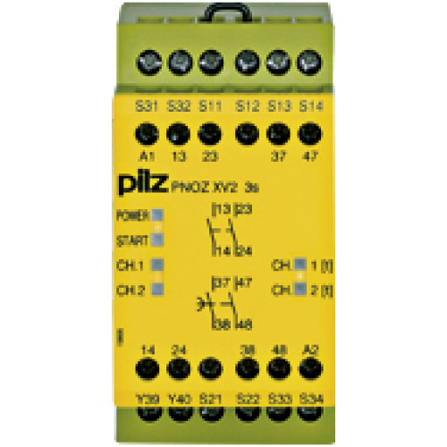 Safety relay (standalone) inputs: 1/2-channel wiring with detection of shorts across contacts