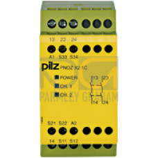 Safety relay (standalone) Inputs: 1- / 2-channel wiring with detection of shorts across contacts Outputs: 2 N/O. Automatic/manual start. UB 24 V AC/DC, Width: 45 mm, depth: 80 mm, fixed screw terminal