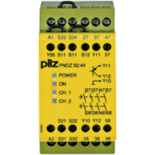 Safety relay (standalone) inputs: 1/2-channel wiring with/without detection of shorts across contacts