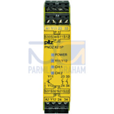 Safety relay (standalone) Inputs: 1- / 2-channel wiring with detection of shorts across contacts Outputs: 2 N/O, 1 semiconductor. Automatic/manual reset UB 24 V DC, width: 22.5 mm, plug-in terminals o
