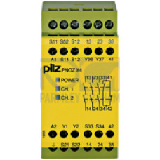 Safety relay (standalone) Inputs: 1-/2-channel wiring with/without detection of shorts across contacts Outputs: 3 N/O, 1 N/C. Automatic/monitored start UB 24 V AC, width: 45 mm, integral screw termina