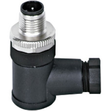 Plug-in connector, 5-pin, connector angled M12, A-coded, screw connection, material threaded ring: CuZn nickel-plated, outer cable diameter: 4-6mm