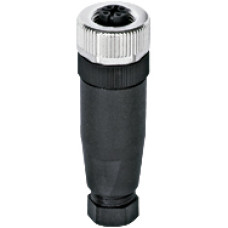Plug-in connector, 5-pin, socket straight M12, A-coded, screwconnection, material threaded ring: CuZn nickel-plated, outer cable diameter: 4-6mm