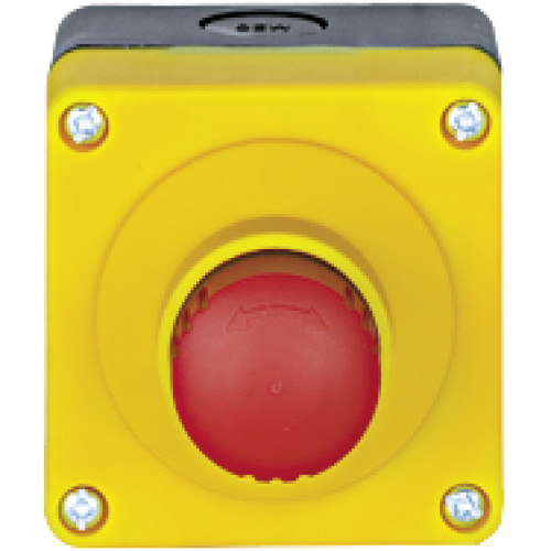 PITestop E-STOP/contact block incl. surface mount housing, set consisting of E-STOP pushbutton with contact block, 2 N/C, terminals of screw type.