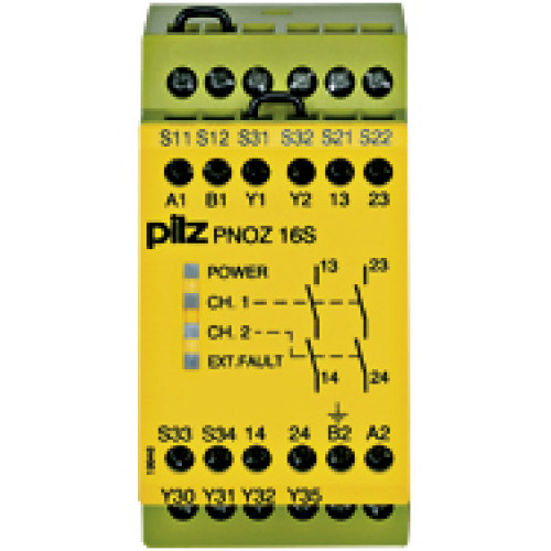 Safety relay (standalone) inputs: 1/2-channel wiring with/without detection of shorts across contacts