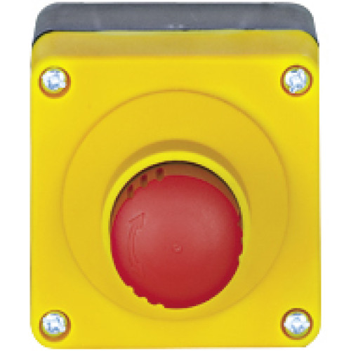 PITestop E-STOP/contact block incl. surface mount housing, set consisting of E-STOP pushbutton with contact block, 2 N/C, 1 N/O, terminals of screw type.