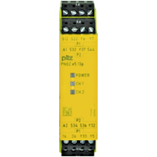 Safety relay (standalone) inputs: 1/2-channel wiring without detection of shorts across contacts